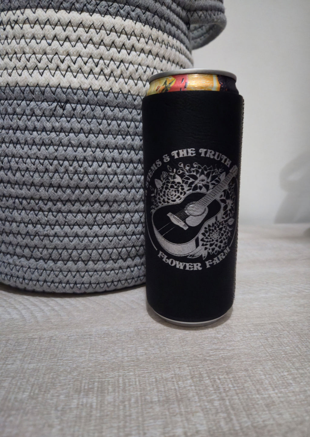 Personalized Slim Can Leatherette Beverage Holder