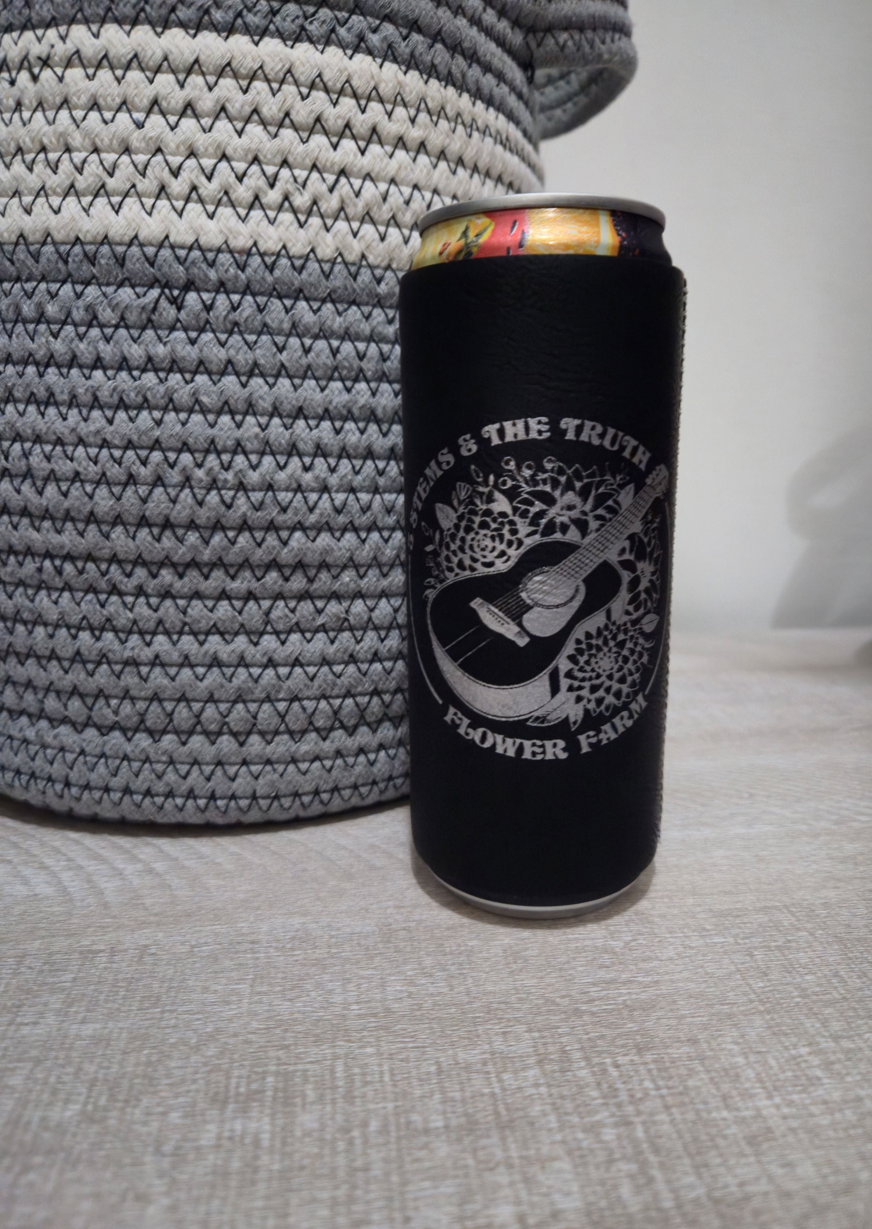 Personalized Slim Can Leatherette Beverage Holder