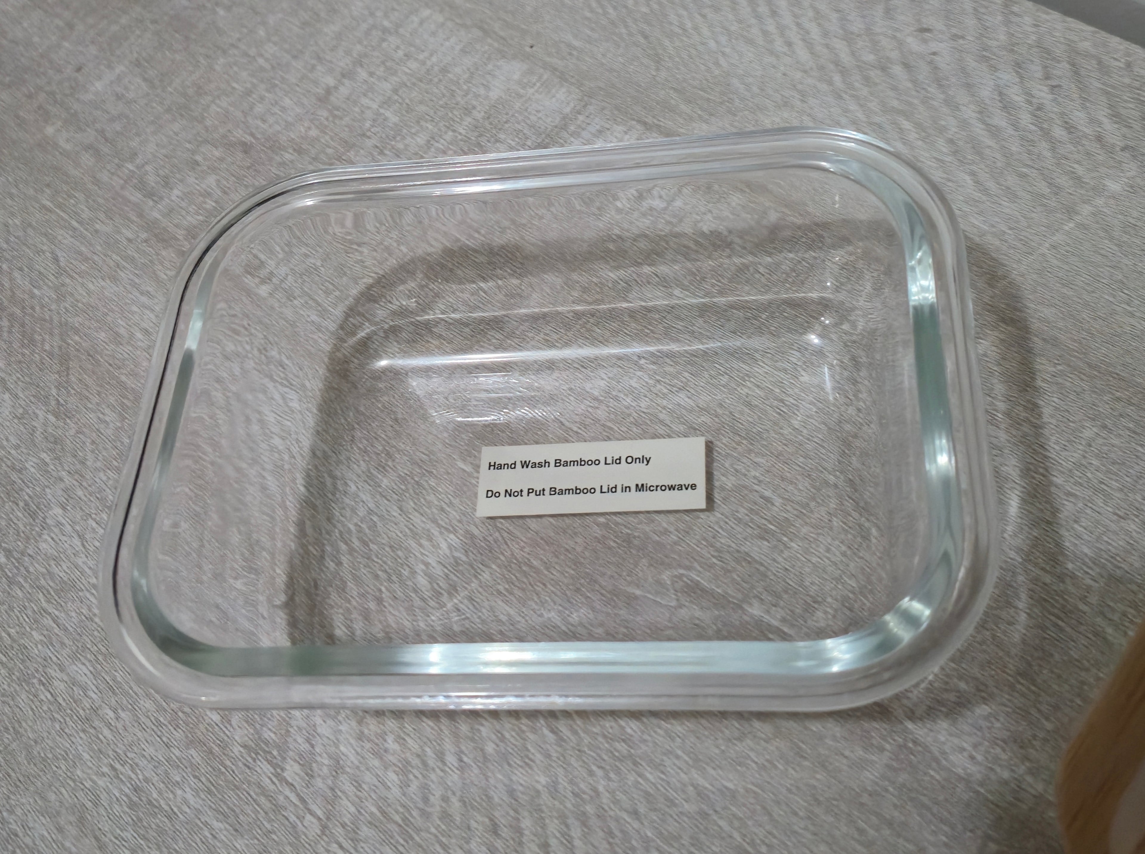 Personalized Rectangle Glass Container with Bamboo Lid - 12 oz