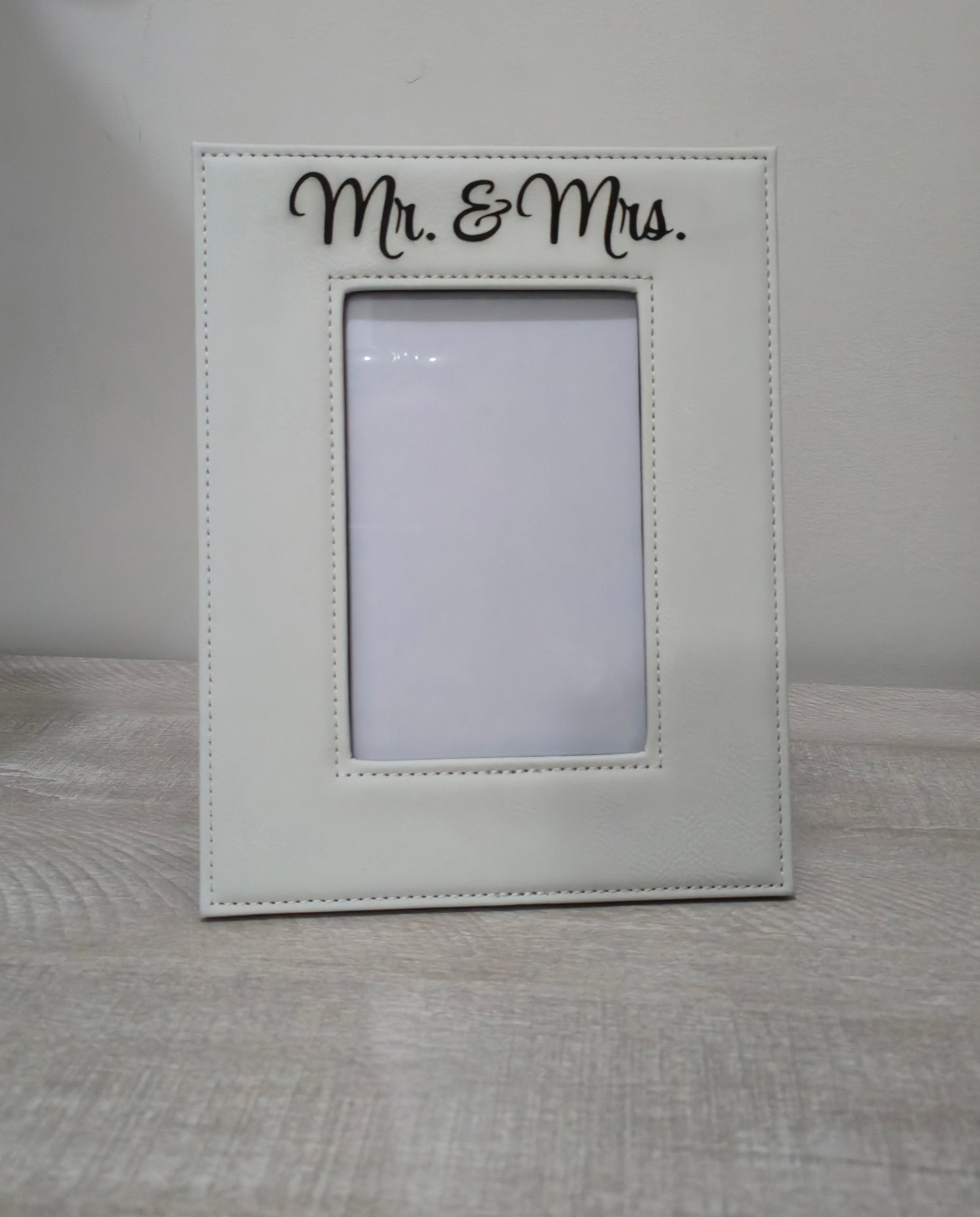 Ready Made – Mr. & Mrs. White Leatherette Photo Frame | 4x6