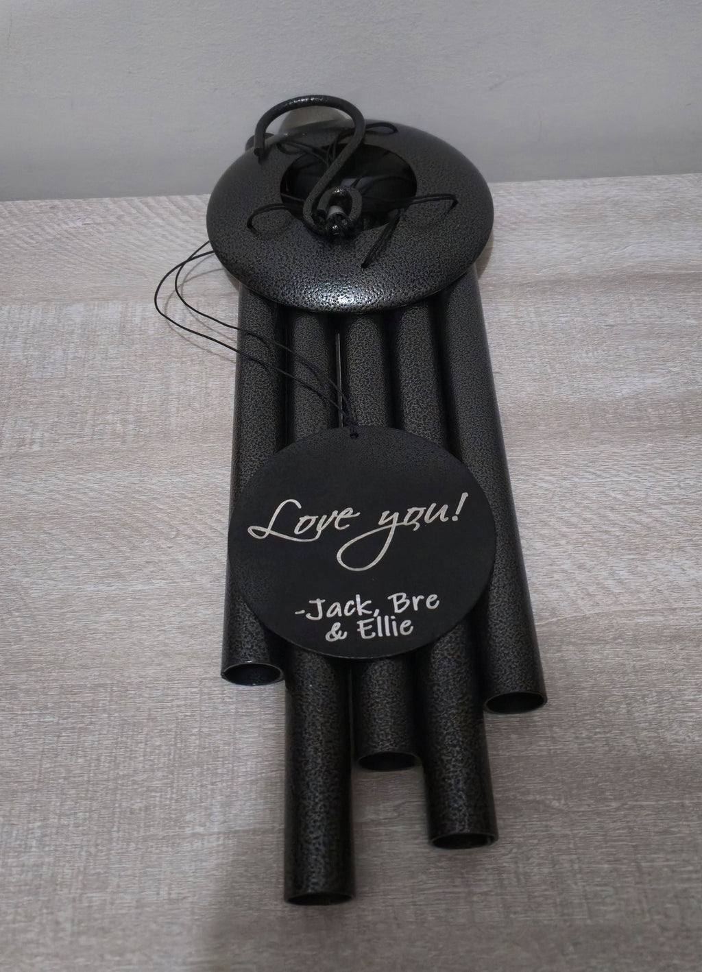 Personalized Black Powder Coated Aluminum Wind Chime 30"