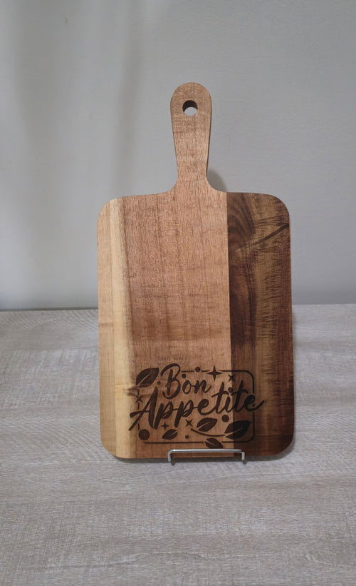 Personalized Acacia Wood Paddle Shaped Cutting Board 13.5" x 7"