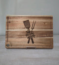 Personalized Acacia Wood Cutting Board 13.75"x9.75" with Drip Ring