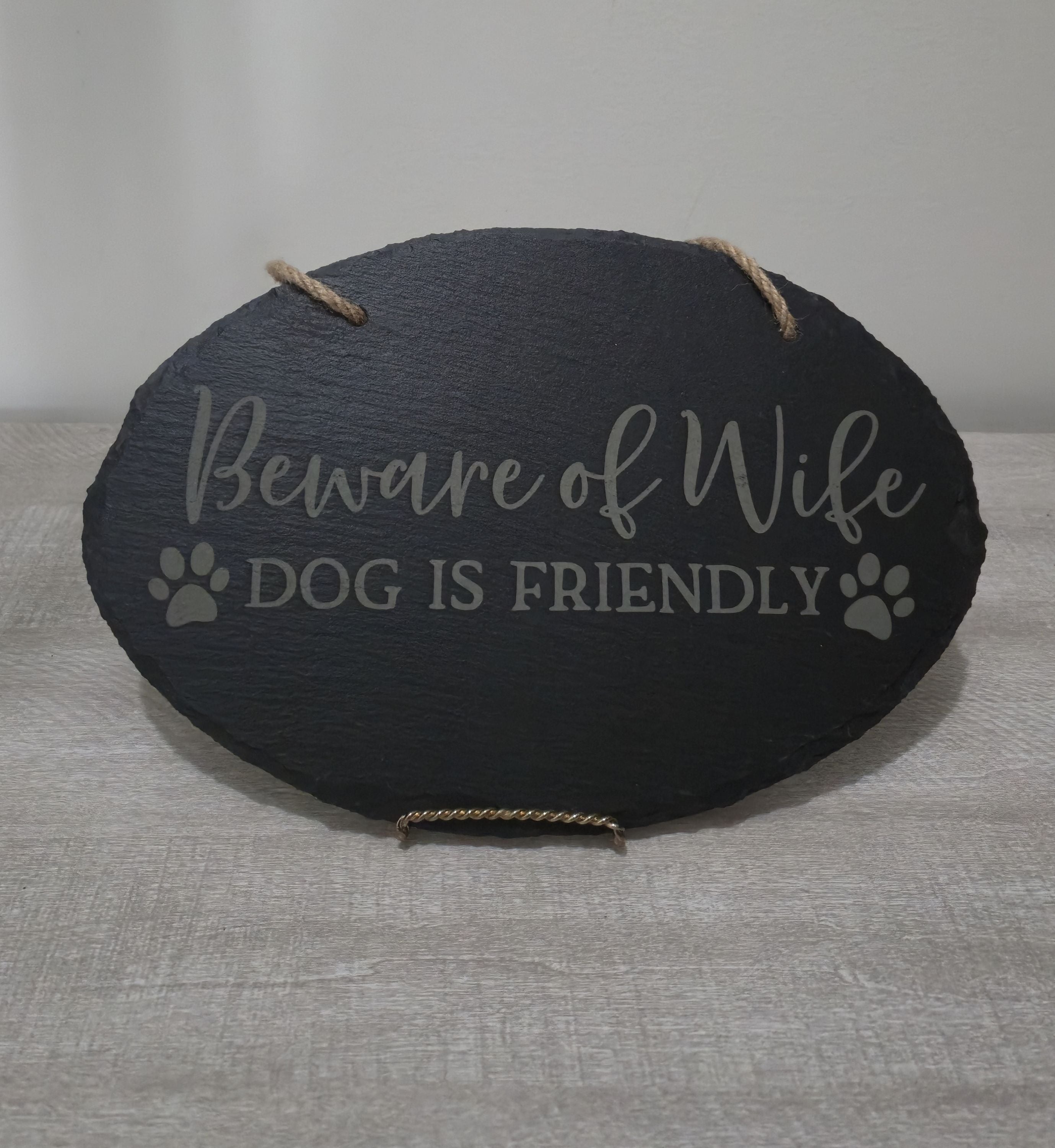 Ready Made - Beware of Wife Slate Hanging Sign