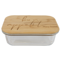 Personalized Rectangle Glass Container with Bamboo Lid - 21 oz