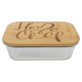 Personalized Rectangle Glass Container with Bamboo Lid - 35 oz
