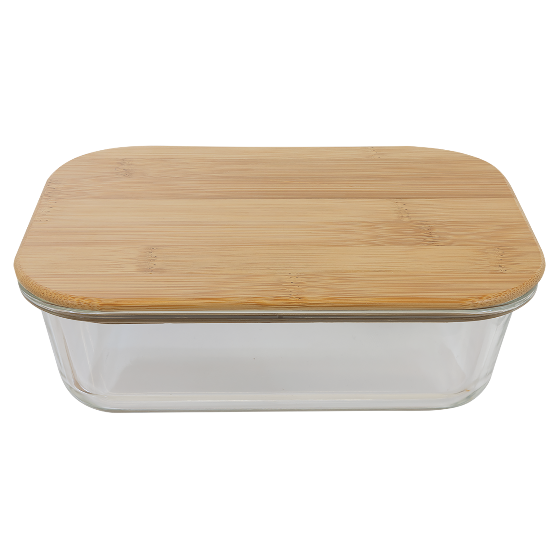 Personalized Rectangle Glass Container with Bamboo Lid - 35 oz
