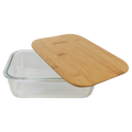 Personalized Rectangle Glass Container with Bamboo Lid - 50 oz