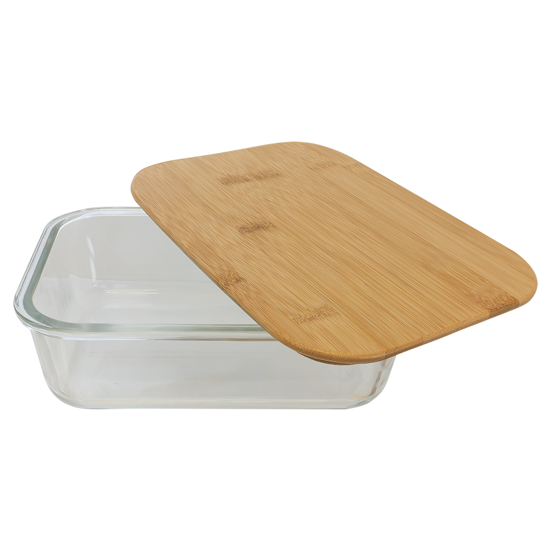 Personalized Rectangle Glass Container with Bamboo Lid - 50 oz
