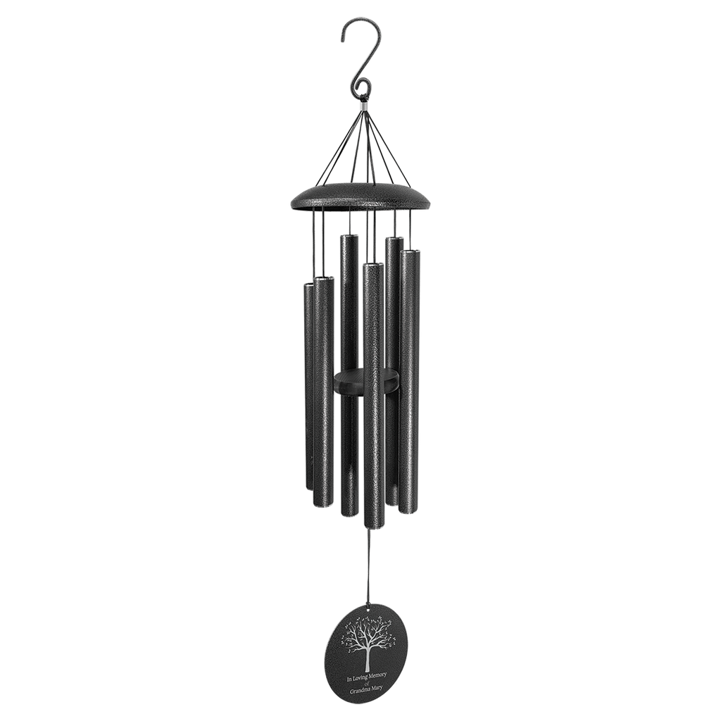 Personalized Black Powder Coated Aluminum Wind Chime 36"