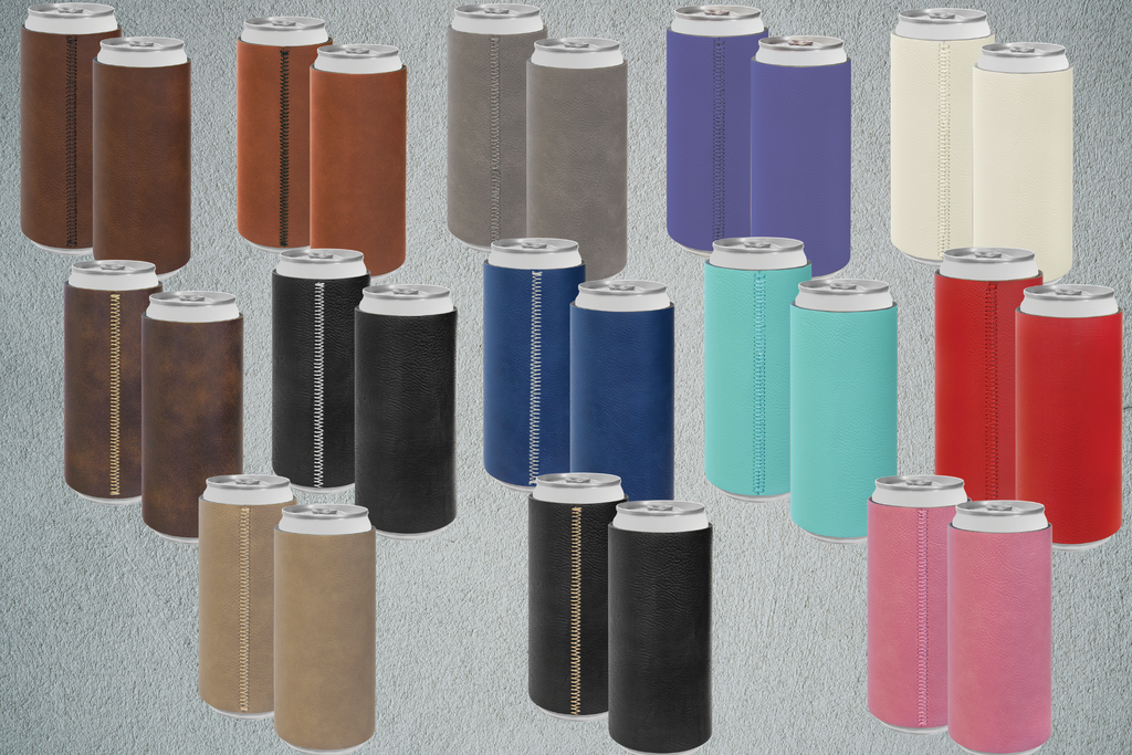 Personalized Slim Can Leatherette Beverage Holder
