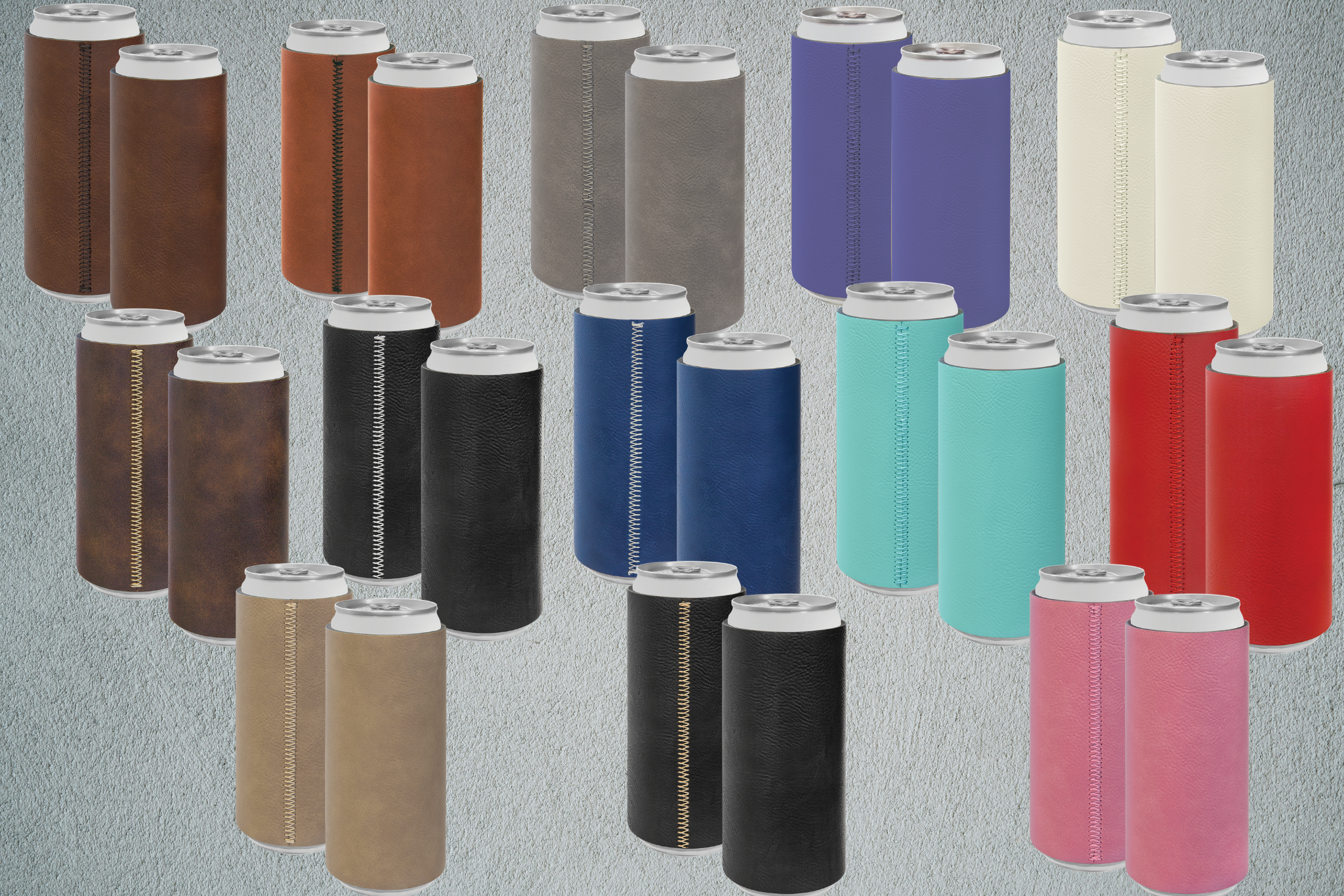 Personalized Slim Can Leatherette Beverage Holder