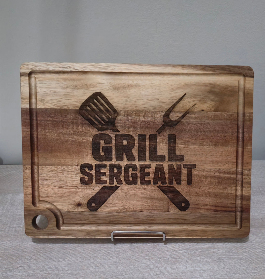 Personalized Acacia Cutting Board 11.5" x 8.75" with Drip Ring