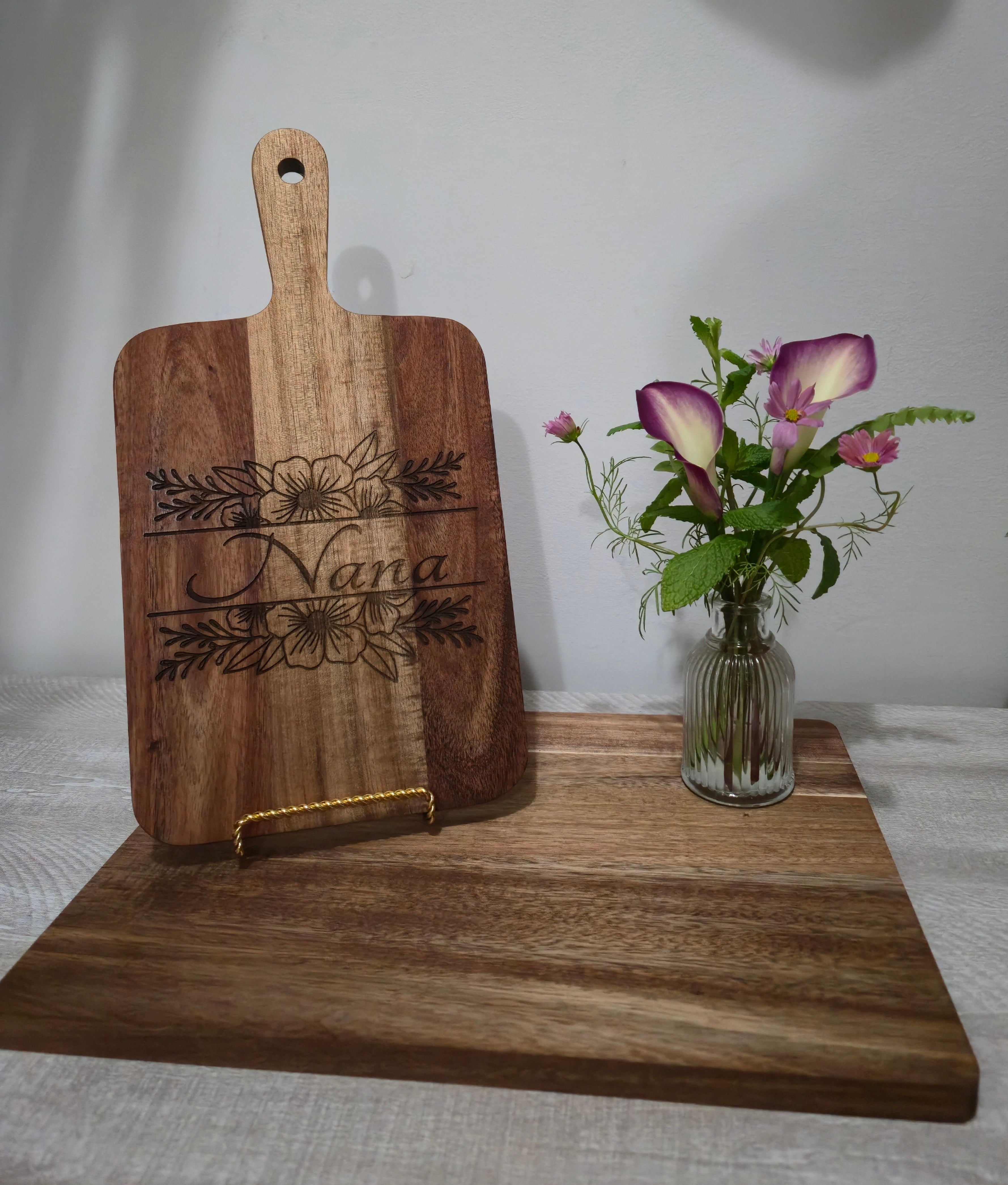 Personalized Acacia Wood Paddle Shaped Cutting Board 13.5" x 7"