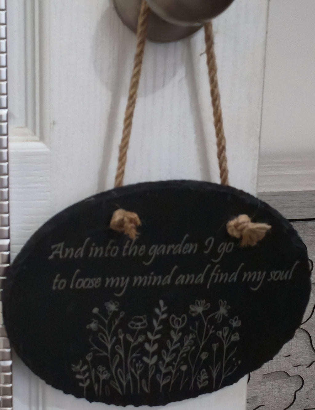 Personalized Oval Slate Hang Sign 7.75" x 6"